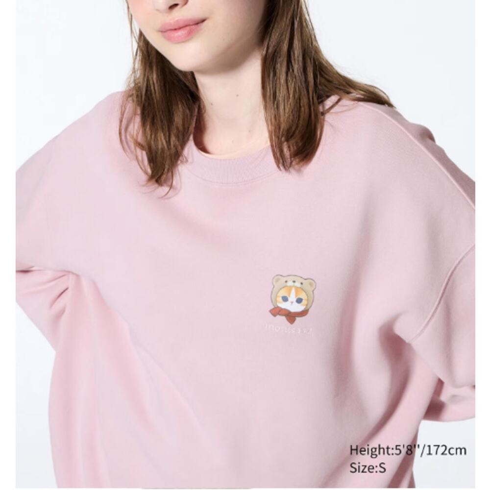 Mofusand Uniqlo Collab Printed Embroidered Sweatshirt in Pink S